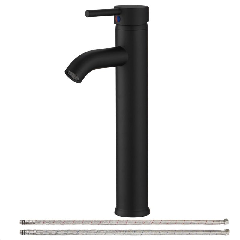 Green Spring Greenspring Matte Black Bathroom Faucets, Vessel Sink Faucet One Hole Single Handle Modern Lavatory Commercial Bath Vanity Bowl Faucets Tall Body Supply Line, Brass - Image 1
